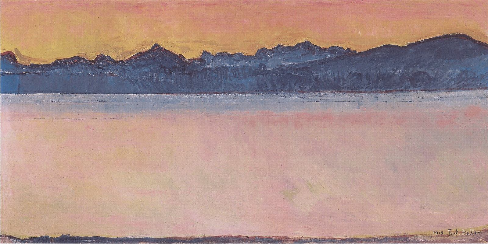 Ferdinand Hodler, Le lac Léman et le Mont-Blanc à l’aube, 1918